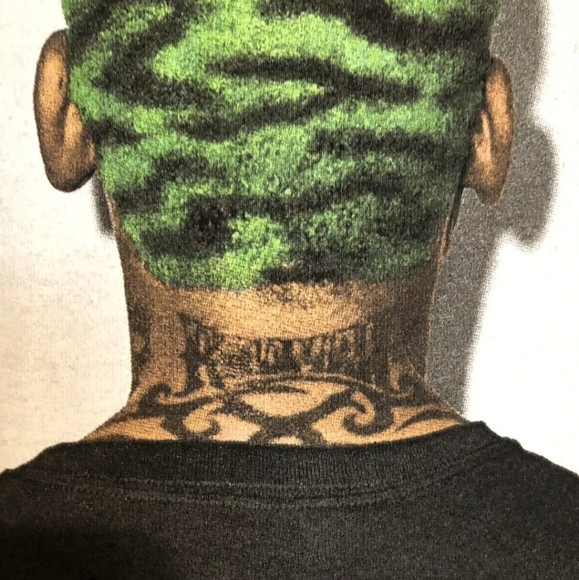 New Dennis Rodman Market Tattoos Double Sided Basketball Smiley Black Shirt 2XL - Picture 10 of 12